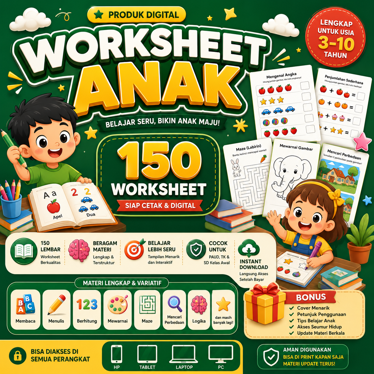 Worksheet Anak Premium